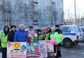 Сотрудники Госавтоинспекции и юные помощники поздравили водителей с Днем защитника Отечества